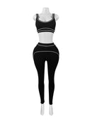 Verão e primavera novo sem mangas tanque colheita superior ternos de treino ternos femininos moda calças femininas soild yoga 2 peça conjuntos 2025