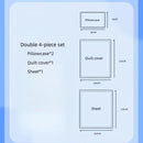 Conjunto de 4 peças - Cama dupla descartável, incluindo capa de edredom, lençóis e fronhas * 2 - adequada para viagens, hotéis, trens