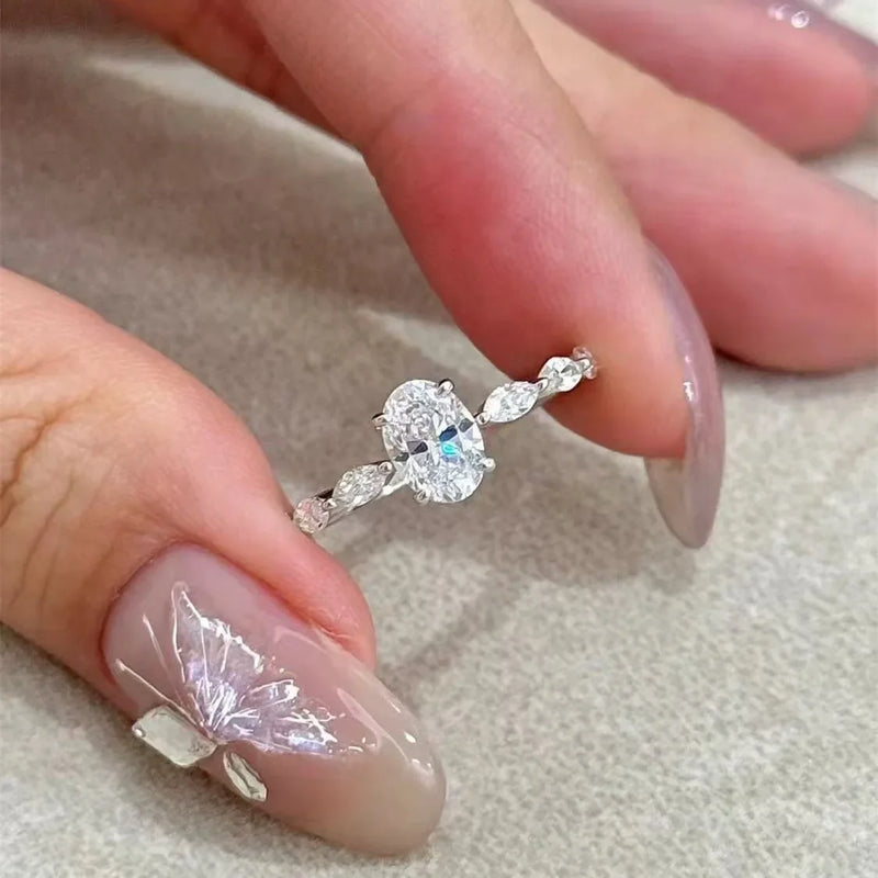 Anel de zircão de prata esterlina 925 de joias finas adequado para presente de joias de noivado feminino