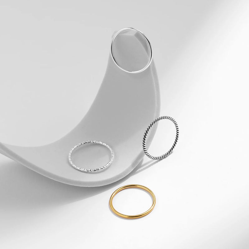 Modian 925 prata esterlina simples moda empilhável anel clássico onda geométrica requintado anéis de dedo para mulheres festa jóias