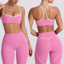 2025 novo conjunto de yoga feminino-tamanho alto levantamento de bunda magro treino outfit, sutiã esportivo sem costas & leggings de compressão para yoga, ginásio