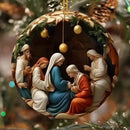 Conjunto de ornamento de madeira para presépio 2d, pingente de carro de natal, chá de adolescente, aniversário, lua cheia, natal, feriado, decoração de casa