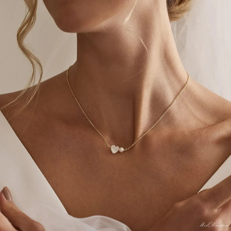 CCGOOD Colar de aço inoxidável banhado a ouro 18K Gargantilha de pérola natural para mulheres joias delicadas minimalistas diariamente hipoalergênico