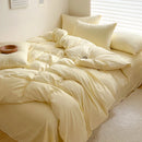 Conjunto de cama de algodão de linho de cama sólida com lençol capa de edredão fronha único casal lençol king queen duplo tamanho duplo