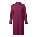 Poncho de tricot manga longa gola alta