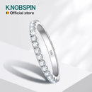 KNOBSPIN Anel Moissanite para Mulheres, Banda Eterna, Anéis de Noivado de Casamento 925 Prata Esterlina, Sólido Ouro Branco 18k, 2mm Cor D