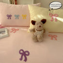 Conjunto de lençóis de 3 peças Chut bowknot bordado conjunto de capa de edredão, conjunto de cama confortável colcha para toda a temporada