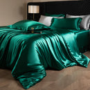 Conjunto de lençóis de seda conjunto de cama de luxo com capa de edredão cabido/lençol plano fronhas misturadas com rayon king queen duplo completo