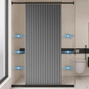 Cortina de chuveiro dobrável de linho para banheiro com ímãs à prova d'água adequada para chuveiro não inclui haste telescópica