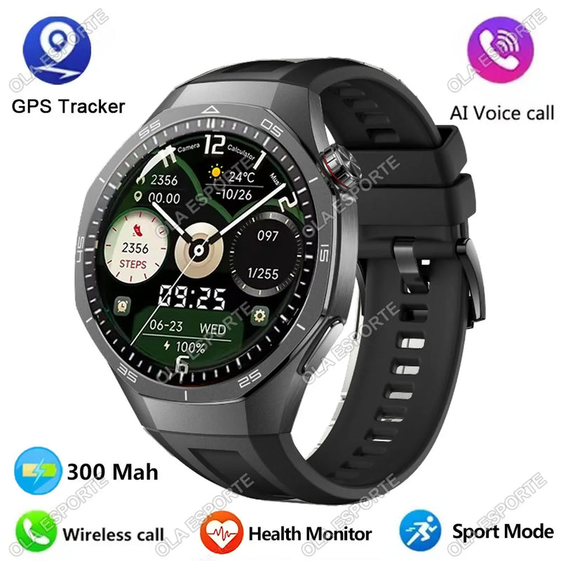 2025 gt5 pro gps track relógio inteligente masculino 360*360 tela amoled nfc bt chamada de fitness ip68 à prova dip68 água monitor saúde homem smartwatches