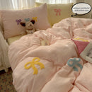 Conjunto de lençóis de 3 peças Chut bowknot bordado conjunto de capa de edredão, conjunto de cama confortável colcha para toda a temporada