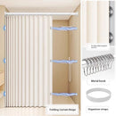 Cortina de chuveiro dobrável de linho para banheiro com ímãs à prova d'água adequada para chuveiro não inclui haste telescópica