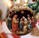 Conjunto de ornamento de madeira para presépio 2d, pingente de carro de natal, chá de adolescente, aniversário, lua cheia, natal, feriado, decoração de casa