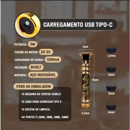 Máquina Dragão Acabamento Barbas e cabelos de arrasar